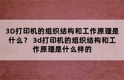 3D打印机的组织结构和工作原理是什么？ 3d打印机的组织结构和工作原理是什么样的